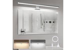 APONUO Mirror Light 60 cm, LED Bathroom Light Mirror Light 15 W 4000 K 6000 K 1500 lm IP44 600 mm Stainless Steel Makeup Mirror Light Cabinet Lighting with Switch