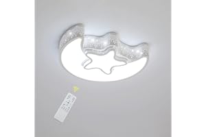 Comely Lámpara de techo LED, Luz de Techo de Luna y Estrella Creativa 33W 2800lm 50cm con control remoto regulable 3000-6500K, Iluminación Romántica para Dormitorio, Sala de Estar, Habitación Infantil