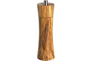 Zassenhaus M022223 Frankfurt pepparkvarn, olivträ, 18 cm | steglöst justerbar, tillverkad i Tyskland, 25 års garanti, Ø 5,6 c