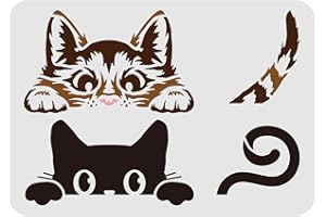 FINGERINSPIRE Plantilla pintura gato Peeking 29,7x21cm reutilizable diseño gato plantilla pintura bricolaje, plantilla gato animal para pintar en pared, madera, muebles, tela y papel