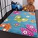 Kids Carpet Butterfly Turquoise Cream Pink Green Orange Design, Size:120x170 cm