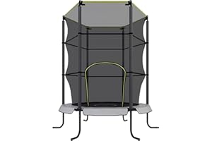 ‎ZOOMYO Zoomyo Kindergartentrampolin, Happy Jump 140 cm, Indoor Outdoor Trampolin, perfekt für Kinder, inkl. Sicherheitsnetz. Gartentrampolin, Outdoor Trampolin, Witterungsbeständig