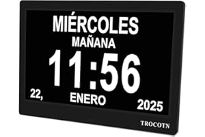 TROCOTN Reloj Digital de 10 Pulgadas, Calendario, Pantalla Grande, Reloj Despertador, Reloj de Pared (Negro)