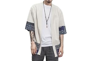 perdontoo Camicia Kimono T-Shirt Uomo Cardigan Giacca Top Casual Camicetta Vintage Elegante Estiva Coppia