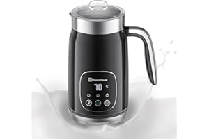Maestri House DualFro 400 Mousseur à lait 4 en 1 à température variable et épaisseur de la mousse, mousseur à lait et cuiseur vapeur, 400 ml, contrôle tactile intelligent, fonction mémoire pour latte