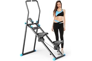 MINENICE Stair Stepper para ejercicios de gimnasio en casa, máquina de escalar vertical para entrenamiento de cuerpo entero, escalador compacto plegable de cardio con ancho de paso ampliado, manillar y pedales