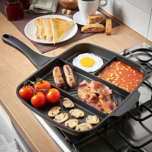 VonShef All in One Frying Pan / 4 in 1 Multi Section Grill/Breakfast