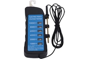 Ouitble Testeur de Tension de Clôture électrique, Testeur de Tension Sans Contact 10000V Outil Portable étanche avec 6 pièces Lumière pour Clôture D'approvisionnement Agricole