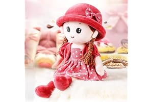 Qchomee Poupée de Chiffon Mignonne Jouet en Peluche Bébé Douce Poupée Ornement Maison Mini-Princesse Chapeau et Vêtements Détachables Cadeau de Naissance Anniversaire Valentin Noël-35CM