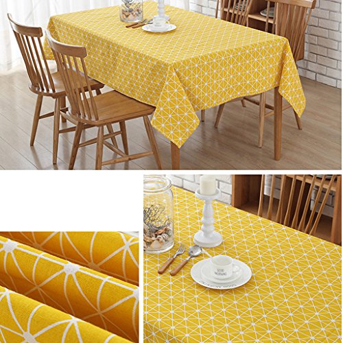 GWELL Leinen Tischdecke Eckig Abwaschbar Tischtuch Pflegeleicht Schmutzabweisend 7 Farbe & 10 Größe wählbar gelb 140*220cm - 2