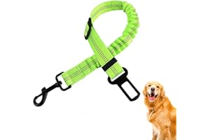 DONWEI Cintura Sicurezza Cani Auto, Cintura per Cani Auto Regolabile Elastico, Cintura Cane Auto Riflettente per Cani e Gatti (53-83CM, Verde)