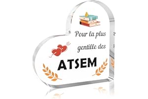 XIUSPARK Idee Cadeau Atsem D'école Fin D'année,Merci Atsem Cadeau Maîtresse Fin D'année,Cadeaux Maitresse Prof pour Institutrice Départ Retraite Maîtresse Original Noel Anniversaire,Décorations en Acrylique