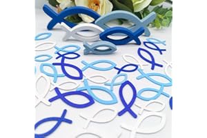 MQIAN Peces De Madera, 45 Pcs Peces Decoracion Madera, Decoracion Comunion Mesa, Adornos Madera Comunion para Bautizo, Comunión, Confirmación (Azul)