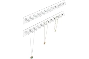 Aegistus 2 Pcs Necklace Holder, Acrylic Necklace Hanger, Wall Mont Necklace Organizer, Jewelry Hooks for Necklaces, Bracelets, Chains (Clear)