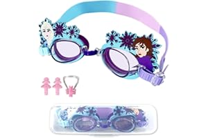 UHDS Occhialini da Nuoto per Bambini 3-12 Anni, Occhialini Piscina Anti Appannamento Regolabili, Nasello Flessibile e Protezione UV, con Tappi per Orecchie, Clip per Naso e Custodia