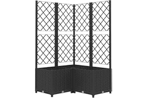 vidaXL Pflanzkübel mit Rankgitter Blumenkübel Pflanzkasten Blumentopf Blumenkasten Rankhilfe Spalier Gartenspalier Schwarz 80x80x136cm PP