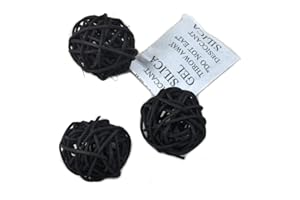 Ougual Bolas de ratán Mimbre Mesa Boda Fiesta Navidad decoración (4cm, 10pcs, Negro)