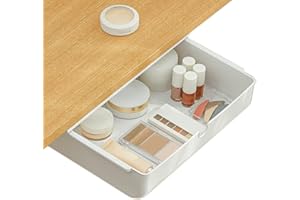 Poeland Under Desk Drawer Self-Stick Storage Organizer for Office Home School Large Size White
