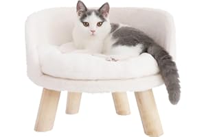 BingoPaw Divanetto per Cani e Gatti: Cuccia da Interno con Cuscino Morbido 40cm Rotondo, Divano Letto Rialzato per Animali Domestici Inferiore a 20 kg