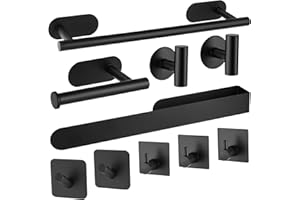 SinLaw 10 pezzi Set Porta Asciugamani Bagno,Accessori Bagno Acciaio inossidabile Portasciugamani,Accessori in Acciaio Accessori in Acciaio Inossidabile da 16 Pollici (Nero)