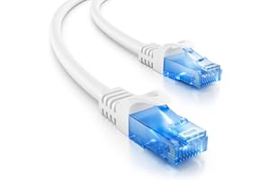 deleyCON 1m Kabel Sieciowy CAT.6 Ethernet Gigabit LAN RJ45 CAT6 Kabel Krosowy Kompatybilny z CAT.5 CAT.5e CAT.6a Cat.7 - Biały