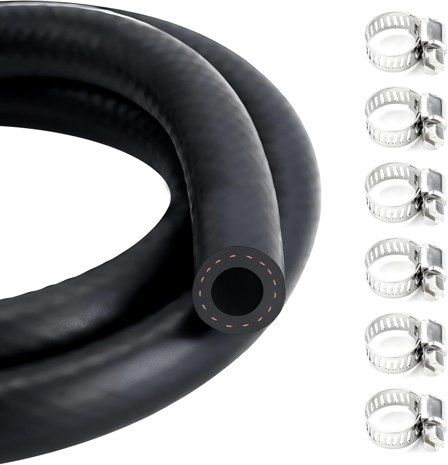 8mm Fuel Line Hose,Fuel Hoses,Gas Line Hose,1 Meter Rubber Pipe with 6 Hoses Clamps,Outer Diameter 14mm,Car Fuel Tube,Petrol Rubber Tube,Diesel Pipe for Trucks,Cars,Tractors and Small Engines