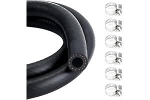 8mm Fuel Line Hose,Fuel Hoses,Gas Line Hose,1 Meter Rubber Pipe with 6 Hoses Clamps,Outer Diameter 14mm,Car Fuel Tube,Petrol Rubber Tube,Diesel Pipe for Trucks,Cars,Tractors and Small Engines