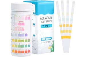 LUNEKUCK 7 in1 100PCS Aquarium Test Strips Fish Tank Pond Test Strips for Freshwater and Saltwater, Aquarium Testing Kit Nitrate, Total Alkalinity, Ph, Nitrite, Total Hardness, Carbonate Root, Cl2