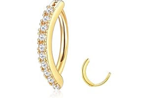 JeryWe Clicker Piercing Nombril Acier Chirurgical Piercing Nombril Anneau 14G Or Percing au Hypoallergénique CZ Courbé Inversé piercing Anneau pour Femmes Anneaux Bijoux de Corps Ventre 10/12mm