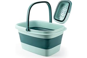 ALINK Collapsible Foot Bath Basin, Foot Soak Tub with Handle Foot Spa Bath 15L/4 Gallons Massager Foot Soaking, Pedicure Foot Soak,Collapsible Bucket for Cleaning Mop,Green