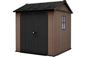 Keter Casetta da Giardino Newton 757/775, Effetto Legno Naturale, Porte e Finestre Orientabili, Marrone, 4 m², 223,8x230x246H cm