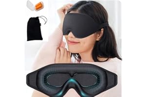 EUROAMZ Antifaz para Dormir con Tapones para los Oídos - Antifaz Negro de Gel para Descansar, Dormir, Meditacion y Tapones de Oídos/Mujer/Hombre o Niños