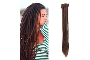 Dsoar Extensions de Dreadlocks 12 Brins Dreadlocks Synthétiques de 20 Pouces Pour Hommes/Dames Extensions de Cheveux Hippie Entièrement Faites à la Main