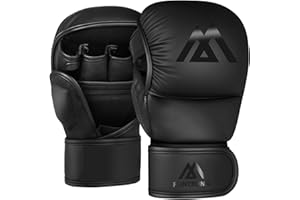 Flintronic Guantes MMA Artes Marciales Entrenamiento, Cuero Grappling Guantillas, Kara Ventilada Palma Gloves, Guantillas MMA Hombre Mujer, para Muay Thai, Kick Boxing, Punching Bag, Boxeo