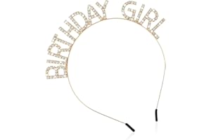 TIESOME Geburtstag Kronen Mädchen Stirnband, Happy Birthday Tiara Strass glänzendes Stirnband Geburtstag Kopfschmuck Haarschmuck für Frauen Mädchen Geburtstag Party Dekorationen (Gold)