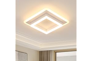 DELIPOP Plafoniera LED Soffitto Quadrata, Moderna Lampada da Soffitto Bianco, Lampadario Led Luce Calda 3000K per Soggiorno Cucina Corridoio, Diametro 30cm