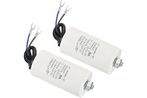PATIKIL CBB60 30uF Running Capacitor,2Pcs AC 450V 2 Wires 50/60Hz Cylinder Bottom with Screw 75x40mm for Washing Machine,Water Pump Motor Star