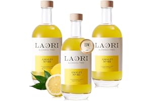 Laori Amalfi No 03 | Limoncello sans alcool | Parfait pour le Limoncello Spritz et les cocktails sans alcool | Sans arômes artificiels | Colorants végétaux | Apéritif citron sans alcool 3x500 ml