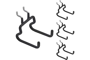 Nivithi 4 Crochets Panneau Perforé Robustes - Crochet Panneau Perforé Double pour Perceuse et Sac d'Accessoires, Idéal pour Panneau Perforé Mural et Porte Outils Mural, Espacement des Trous 2.5 cm