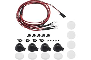EMSea 1 Set RC Luce LED Rotonda Con Kit Di Copertura Compatibile Con TRXAAXS TRX4 SCX10 D90 1/10 RC Modello Di Auto Faro Lampada Accessorio 4 LED