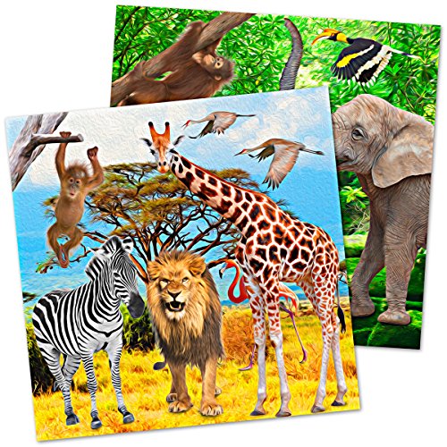 37-teiliges Set * SAFARI & ZOO * mit Pappteller + Servietten + Becher + Deko für Kindergeburtstag von Folat // Teller Becher Geschirr Party Deko Dekoration Kinder Geburtstag Mottoparty - 4