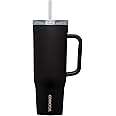 Corkcicle Cruiser Insulated Tumbler with Handle and Straw, Black, 40 oz – Reusable Water Bottle Keeps Beverages Cold for 20 Hours, Hot for 9 Hours – Cupholder Friendly, Spill Proof Tumbler