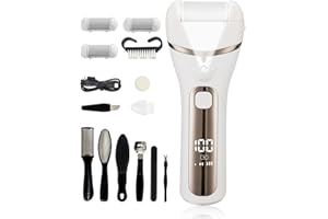 VIKKENT Hornhautentferner Elektrisch, Hornhaut Entfernen Fuß Elektrisch, Hornhauthobel Elektrisch füße mit 3 Gear & 3 Ersatzrollen, IPX7 Wasserdichte Callus Remover für Rissige Fersen