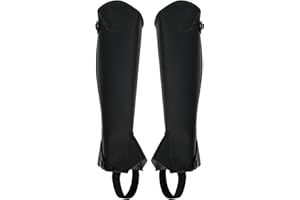 SALALIS Half Chap,Kids Horse Riding Half Chap,Super Fiber PU Leather Half Chap,Black Synthetic Half Chaps,PU Leather Knee Pad Leg Gaiter for Children(CM)