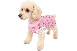 EOAMGO Dog Surgery Recovery Suit, Surgical Shirt for Female Male Pets, Soft Breathable Post-Op Onesie for Dogs, Full Body Protection After Surgery (Strawberry, M)