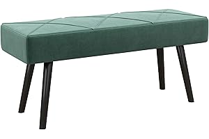 HOMCOM End of Bed Bench with X-Shape Design and Steel Legs, Upholstered Hallway Bench for Bedroom, Green