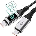 IZHOI USB C to USB C Cable,100W 5A Fast Charging,480mbps Data,LED Display voltage/amps/watts,for APad Air/APad Pro Mac-Book Pro Galaxy S22/S21 Xiaomi (Silver 2m USB C-C)