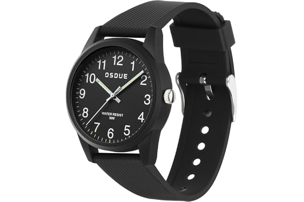 OSDUE Montre Enfant, 50 M Montre étanche à Quartz pour Enfant, Montre Analogique, Montre pour Enfant étanche à Quartz et Bracelet Souple de 5 à 15 Ans pour l'Apprentissage de La Lecture
