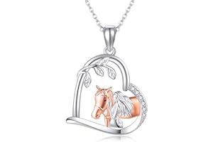 JERWLI Pferd Kette 925 Sterling Silber Pferd Anhänger Halskette Pferd Schmuck Geschenke for Damen Frauen Mädchen Pferde Liebhaber