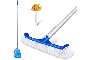 Masthome Spazzola Parete Piscina, Spazzola per Piscina Fondo con Manico in Alluminio, Spazzolone Piscina Professionale in Alluminio Regolabile per Pulizia Piscina, Bagni, Pavimenti, Pareti, Blu
